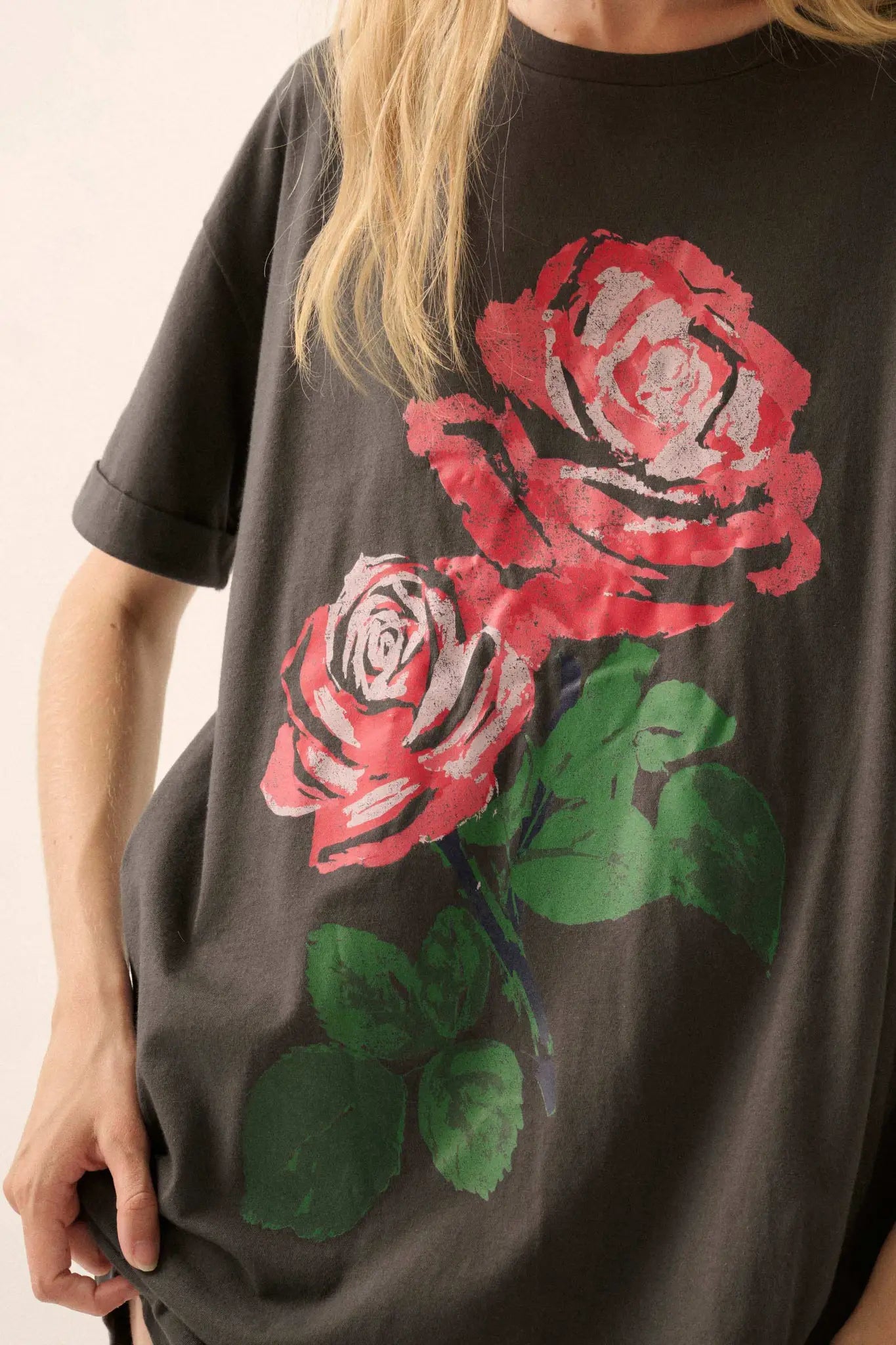 Still a Rose Oversize Vintage-Print Graphic Tee