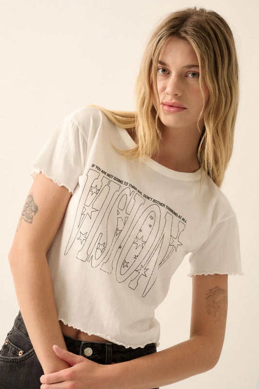 Vision Cropped Lettuce-Edge Graphic Baby Tee