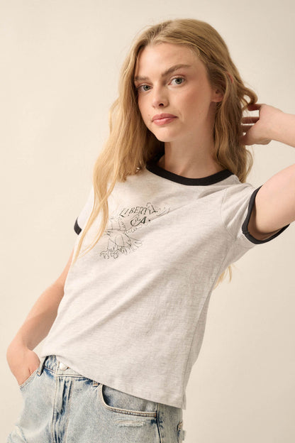 Liberty for All Vintage-Print Graphic Ringer Tee