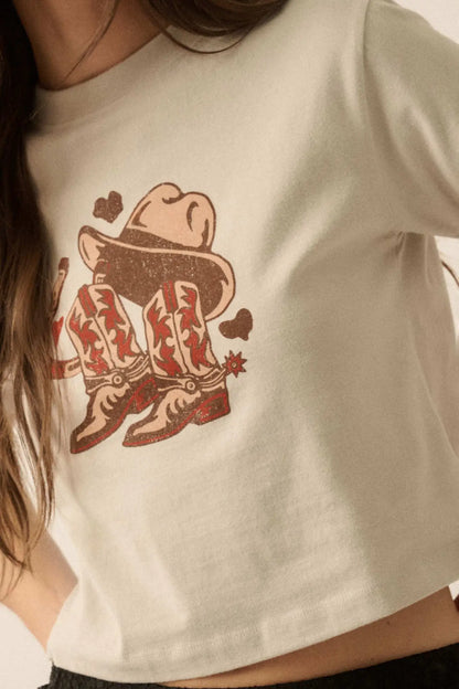 Western Hearts Cropped Graphic Baby Tee