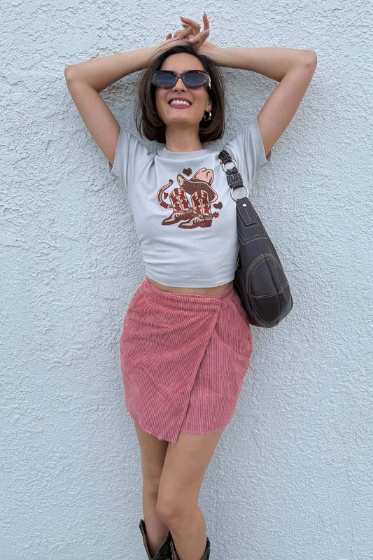Western Hearts Cropped Graphic Baby Tee
