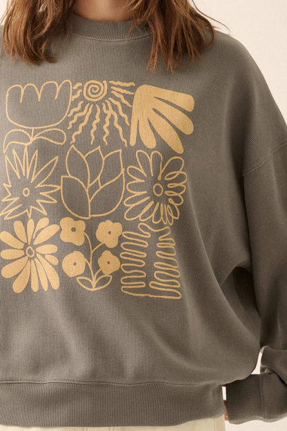 Doodle Garden Oversize Thermal Graphic Top