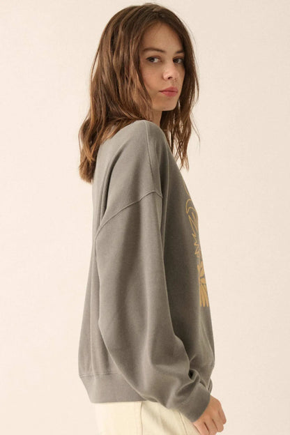 Doodle Garden Oversize Thermal Graphic Top