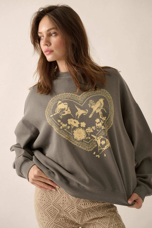 Rare Bird Oversize Thermal Graphic Top