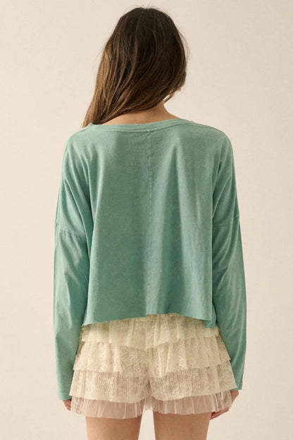 Wild Bronco Cropped Long-Sleeve Graphic Tee