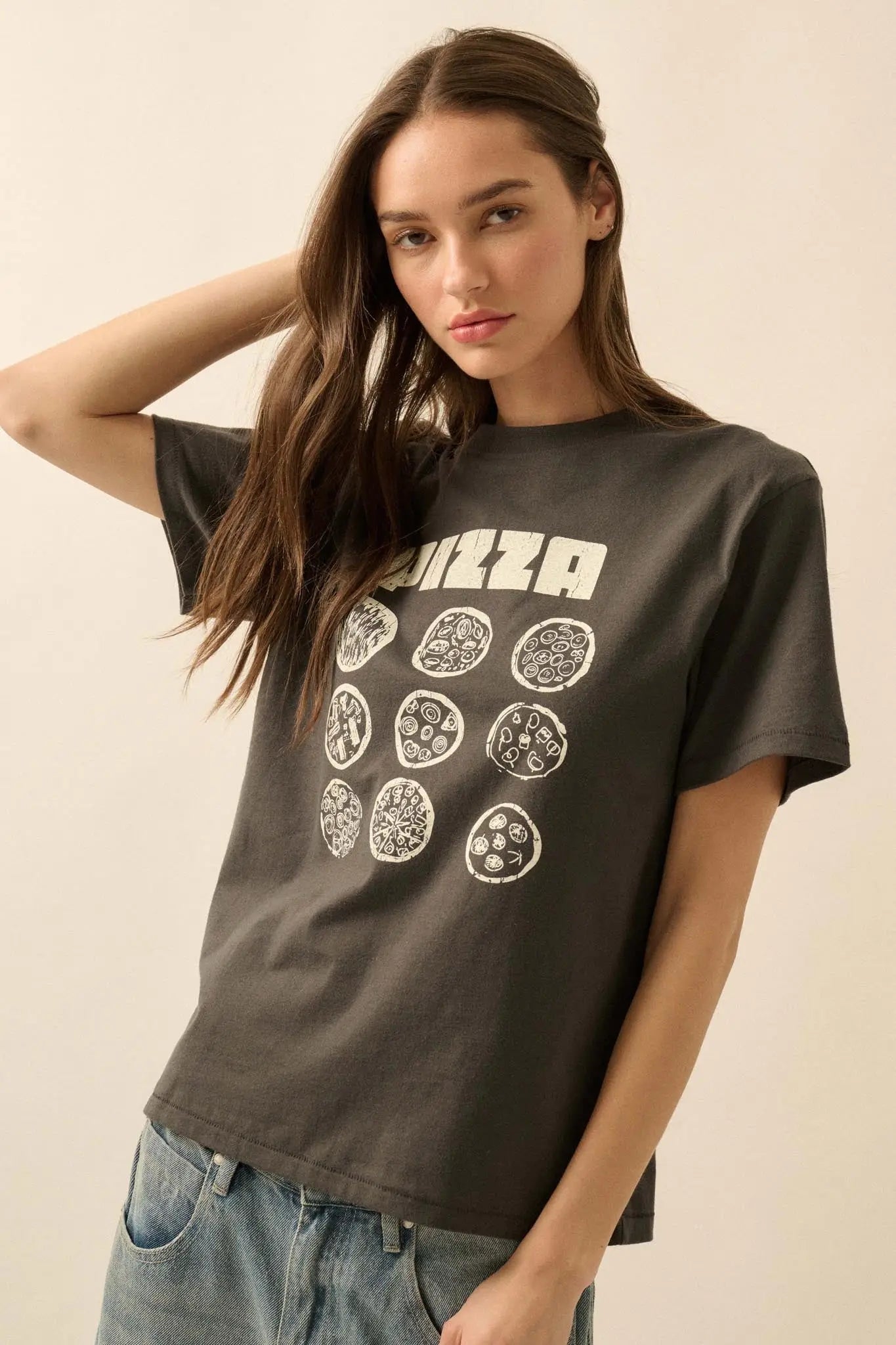 Pizza Party Vintage-Print Graphic Tee