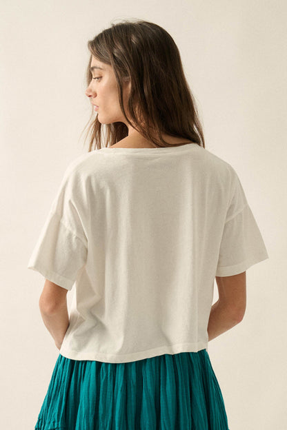 Cowgirl Ride Vintage-Print Cropped Graphic Tee