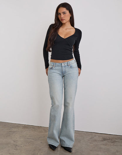 Extra Low Rise Flare in Breeze Blue Wash