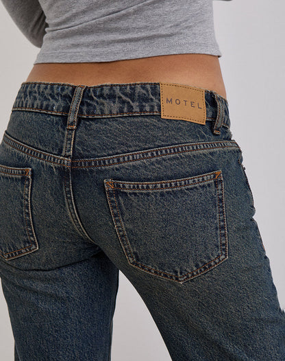 Extra Low Rise Flare Jeans in Dirty Green