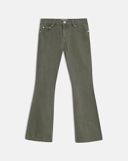 Extra Low Rise Flare Jeans in Olive