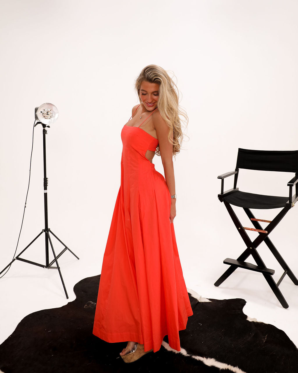 Bandeau Spaghetti Strap Maxi - Spiced Coral