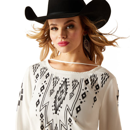 ARIAT CALLIE COCONUT MILK 3/4 SLEEVE TOP