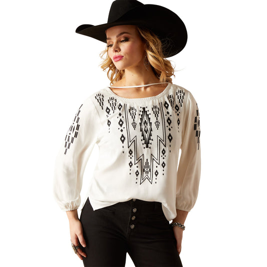 ARIAT CALLIE COCONUT MILK 3/4 SLEEVE TOP