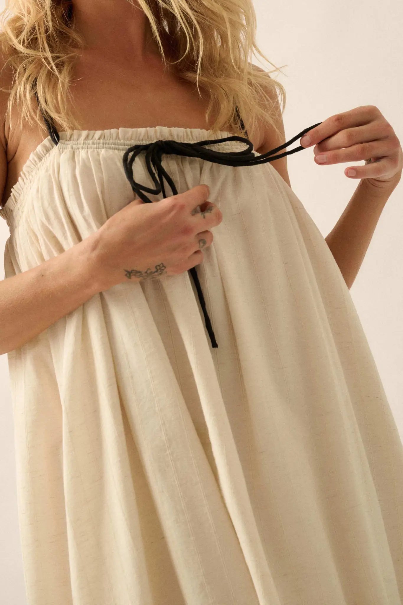 Finding Freedom Tonal-Stripe Trapeze Maxi Dress