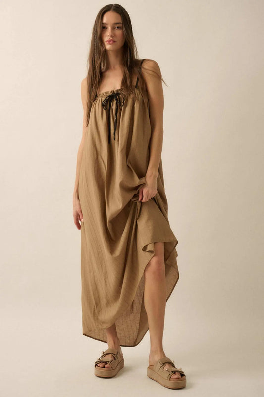 Finding Freedom Tonal-Stripe Trapeze Maxi Dress
