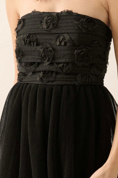 Blooming Beauty 3D Floral Lace High-Low Maxi Dress