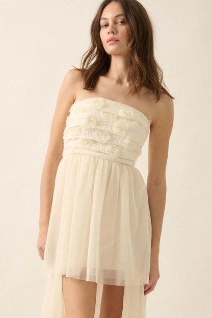 Blooming Beauty 3D Floral Lace High-Low Maxi Dress