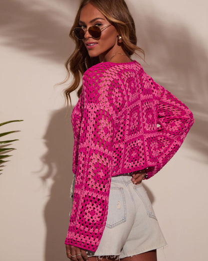 Elisa Knit Crochet Long Sleeve Top