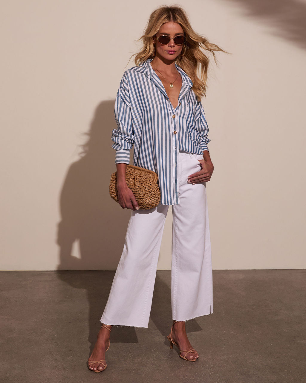 Declan Striped Button Down Top