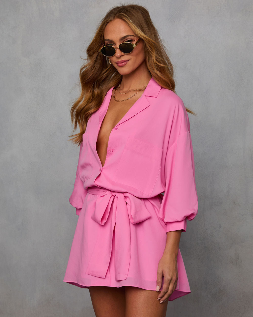 Brenna Blouson Sleeve Shirt Dress