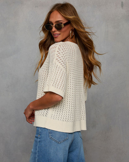 Catch Me At The Sandbar Knit Cotton Blend Top