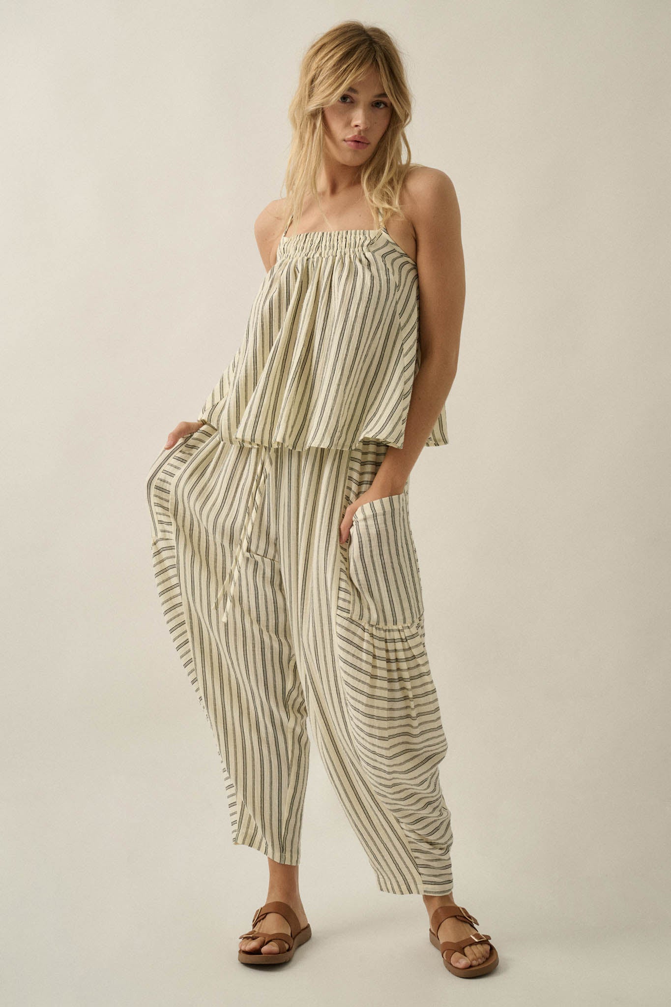 Coast Line Striped Cotton A-Line Halter Top
