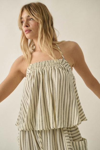 Coast Line Striped Cotton A-Line Halter Top