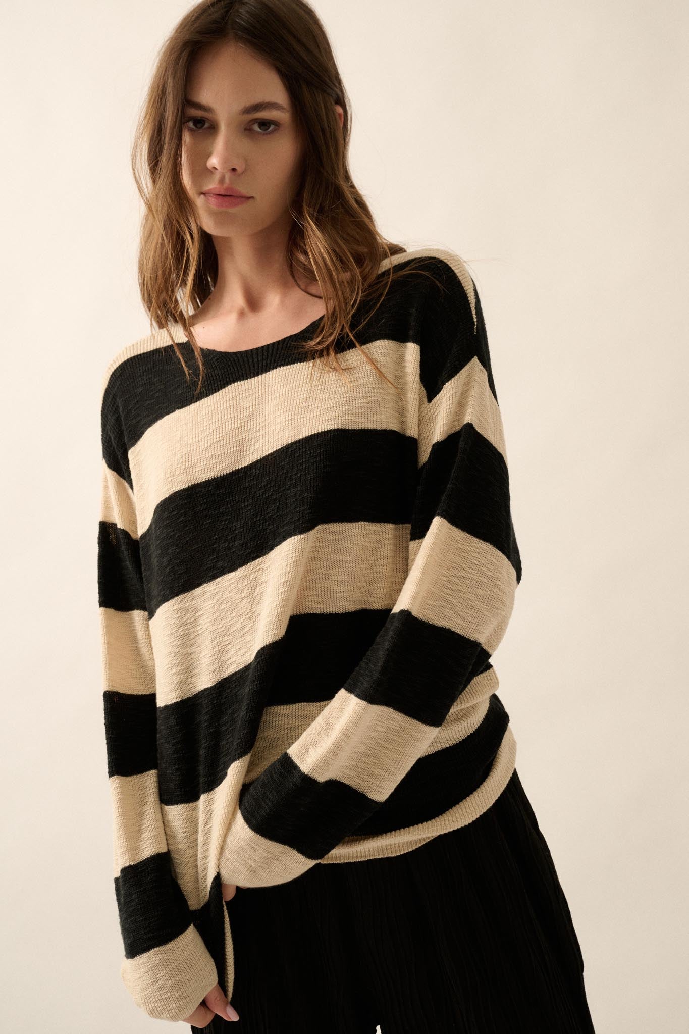 Stripe Zone Striped Slub-Knit Sweater