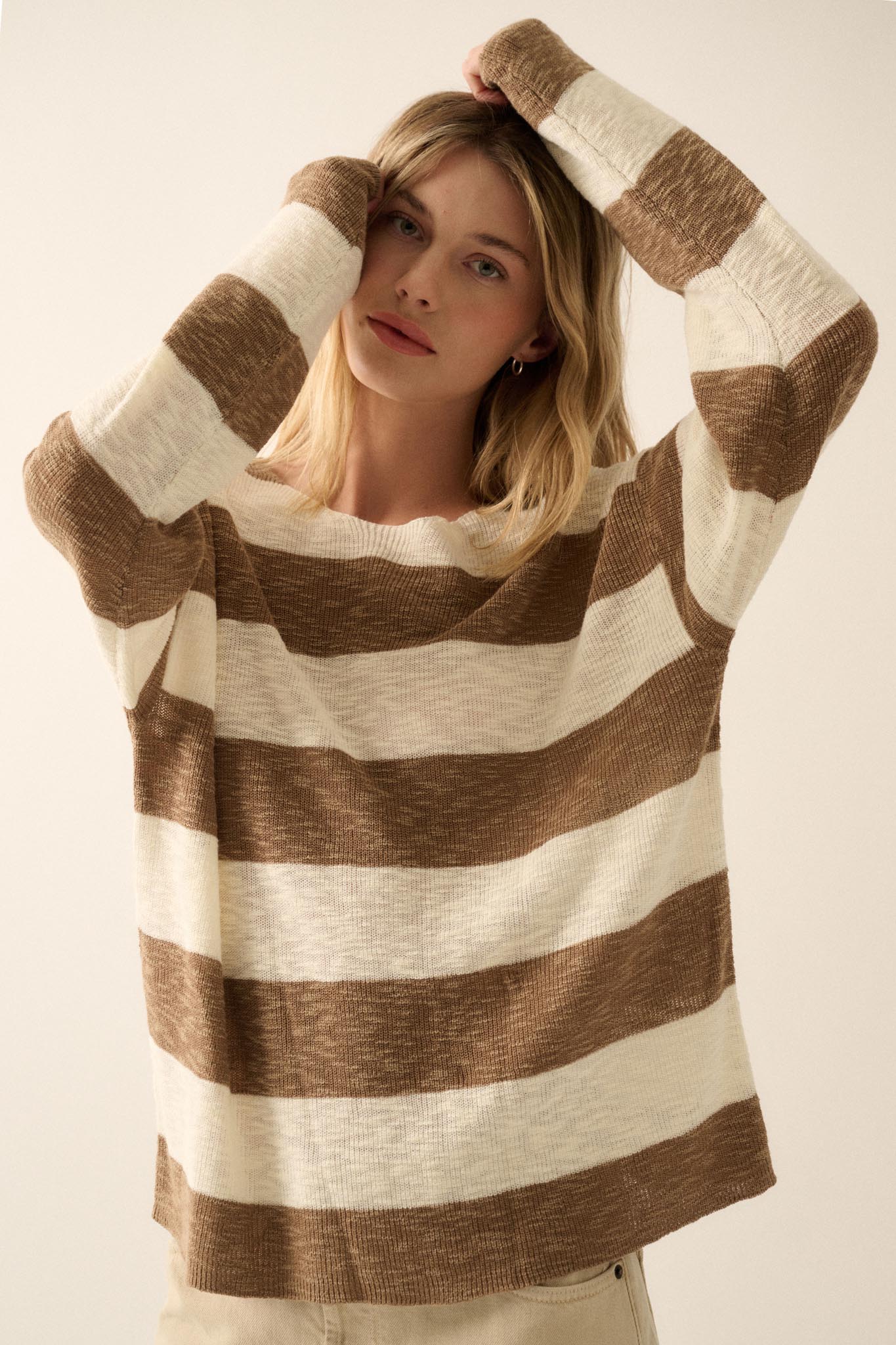 Stripe Zone Striped Slub-Knit Sweater