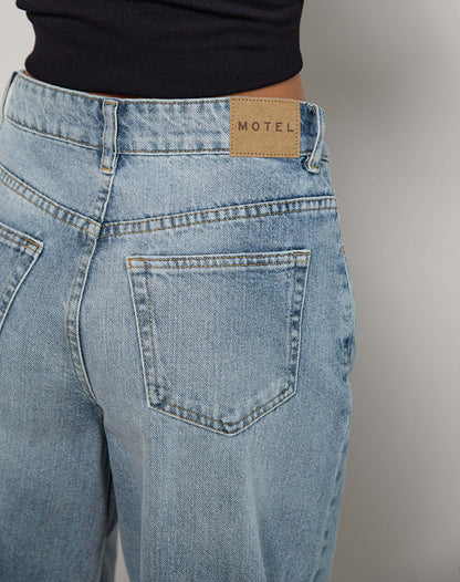 High Rise Barrel Jean in Blue