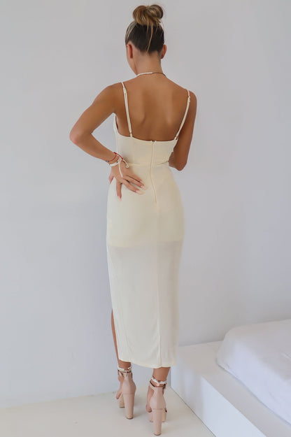 Harlon Stretch Midi Dress - Cream