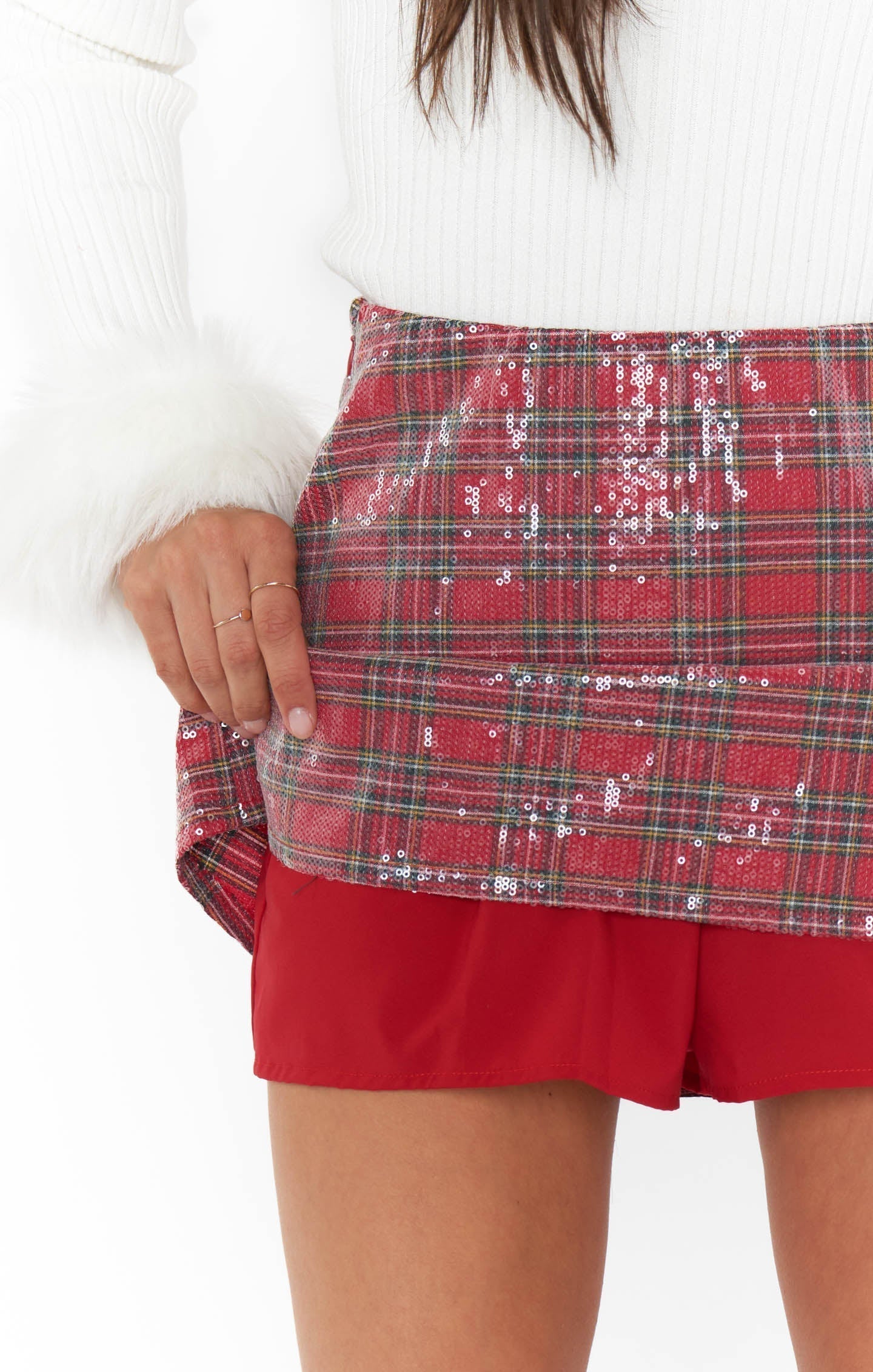 Dancer Sequin Skirt - Red Plaid