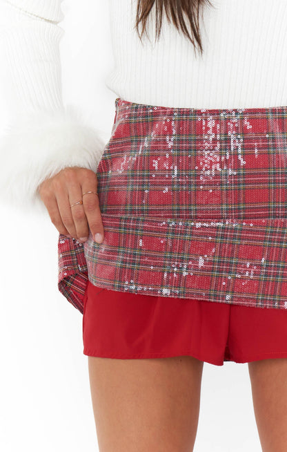 Dancer Sequin Skirt - Red Plaid