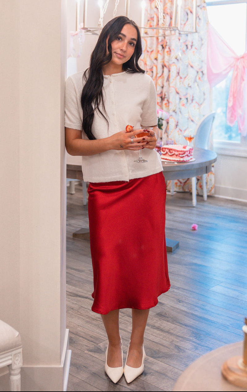 Satin Statement Midi Skirt