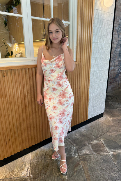 Spring Midi Dress - Pink Multi