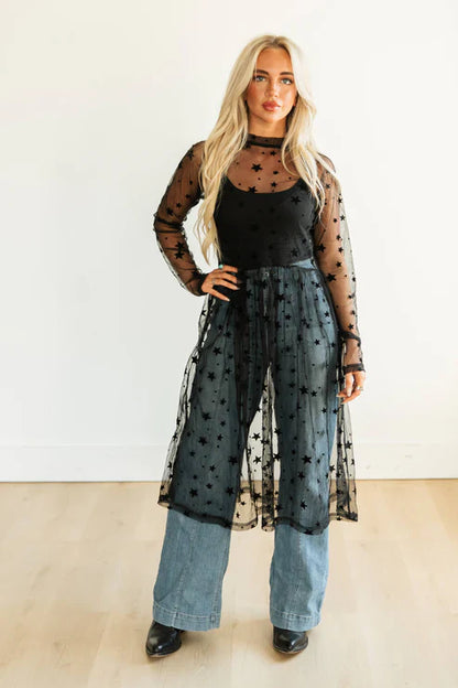 Black Star Overlay Dress