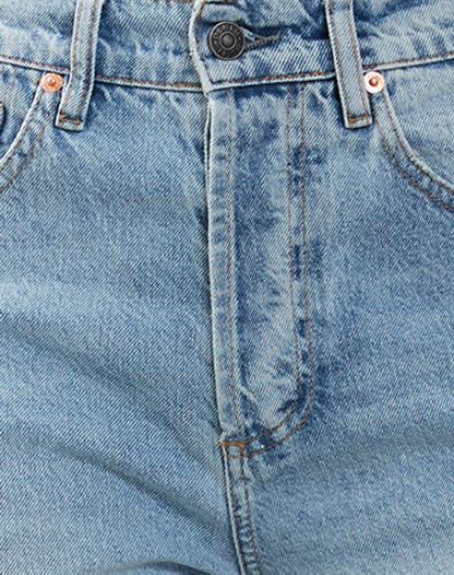Mid Rise Straight Leg Cropped Jeans in Bleach Denim