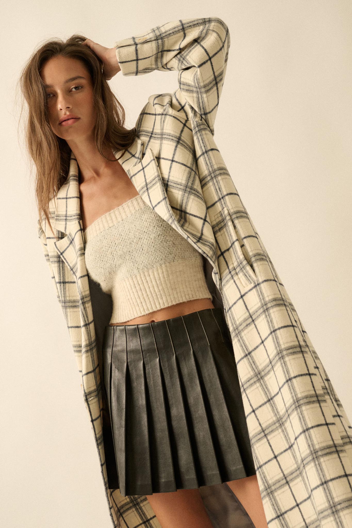 Checked Out Plaid Double-Breasted Overcoat