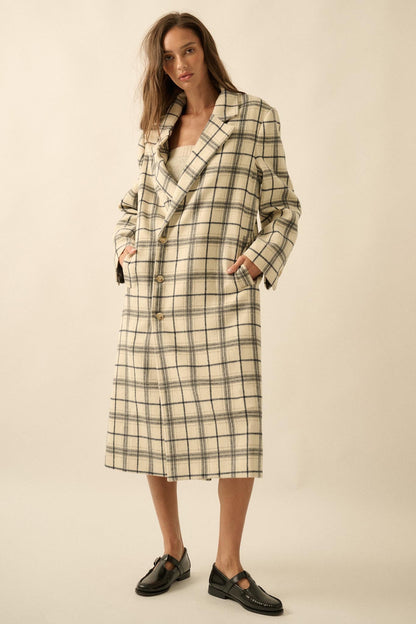 Checked Out Plaid Double-Breasted Overcoat