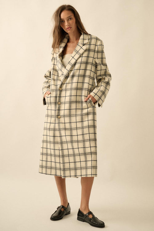 Checked Out Plaid Double-Breasted Overcoat