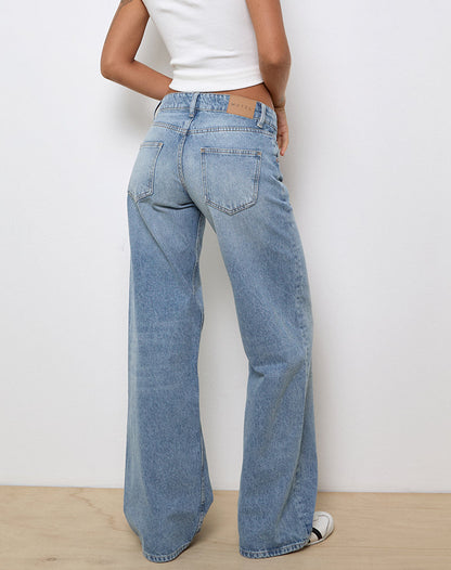 Low Rise Parallel Jeans In Bright Blue Used