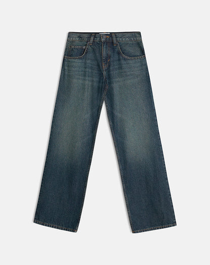 Low Rise Parallel Jeans in Dirty Green