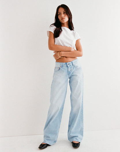 Low Rise Parallel Jeans in Icy Blue