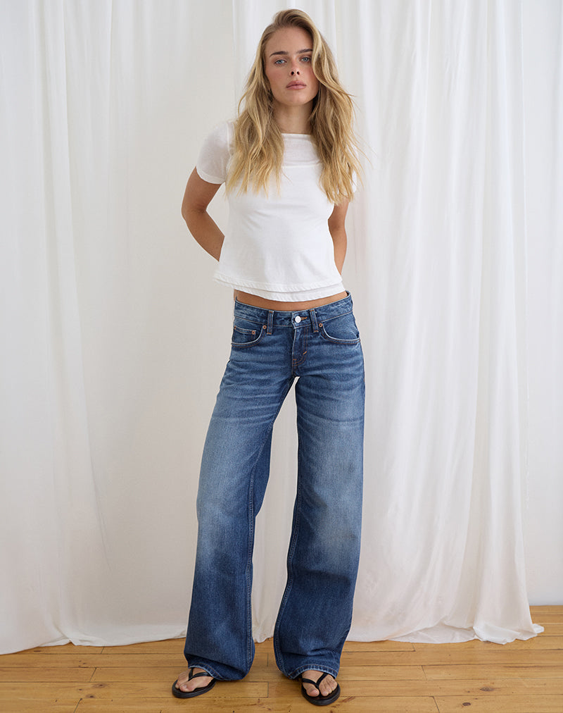Low Rise Parallel Jeans in Timeworn Blue