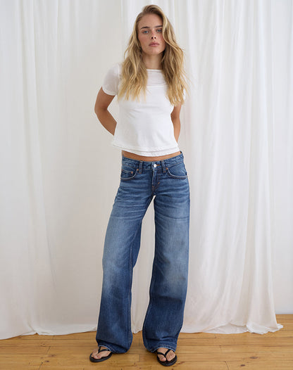 Low Rise Parallel Jeans in Timeworn Blue
