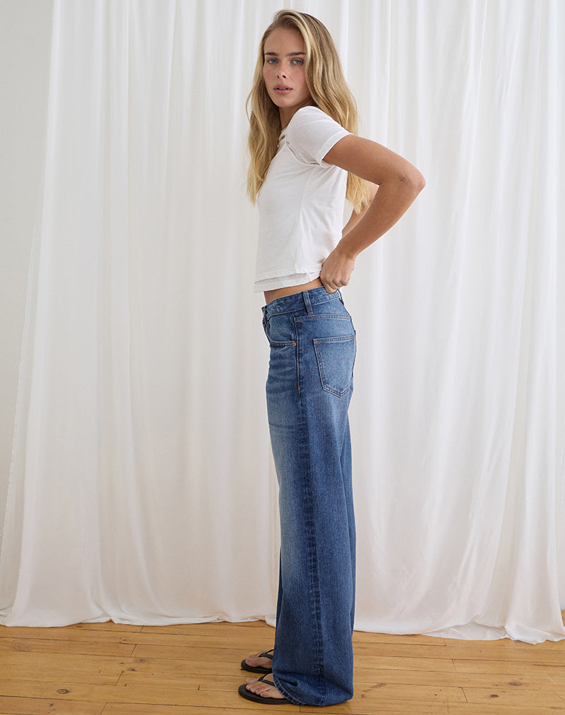 Low Rise Parallel Jeans in Timeworn Blue