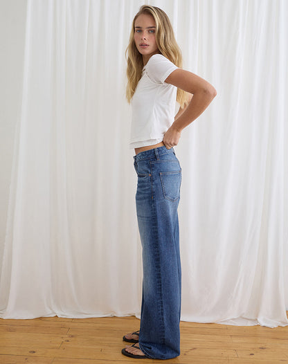 Low Rise Parallel Jeans in Timeworn Blue