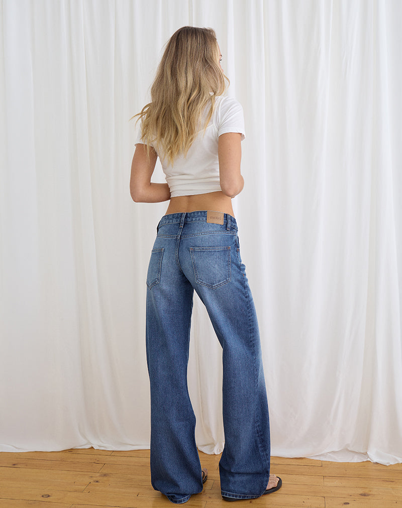 Low Rise Parallel Jeans in Timeworn Blue