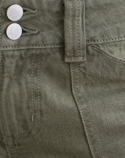 Low Rise Relaxed Cargo Jeans in Olive