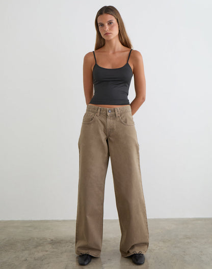 Low Rise Roomy Jeans in Bronze